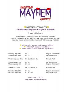 2016 Jamestown Mayhem Tryouts