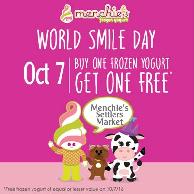 Buy One Frozen Yogurt Get One FREE Coupon - World Smile Day