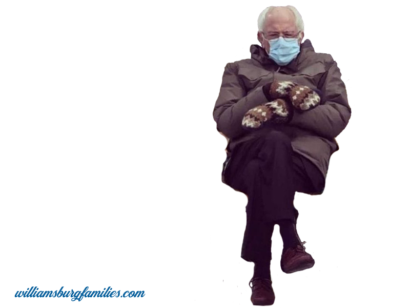 Bernie Sanders Mittens Meme with transparent background for your photo |  Williamsburg Families