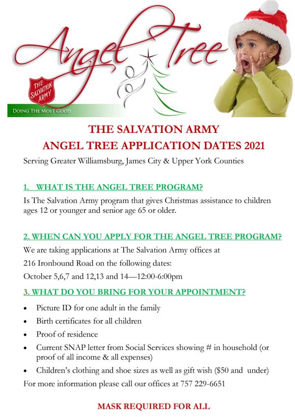 Angel Tree Application Dates announced for Oct 2021 - Salvation Army ...