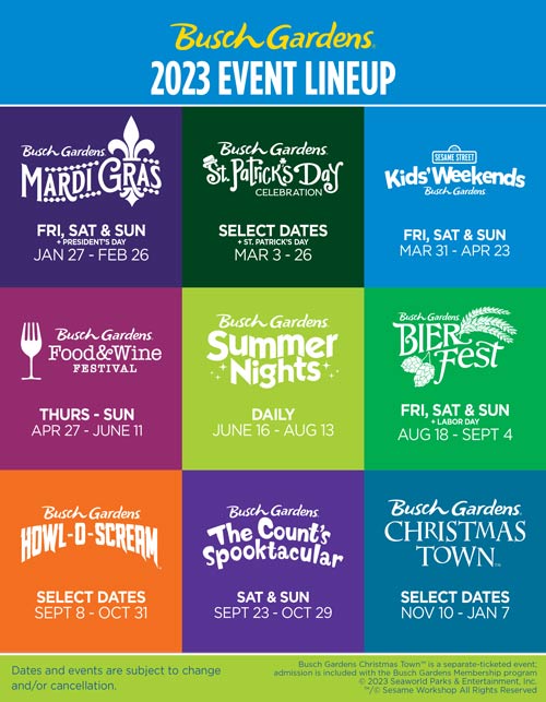 Busch Gardens Hours and Water Country Hours for 2023 Season