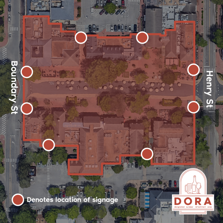 drinking area in Merchants Square DORA